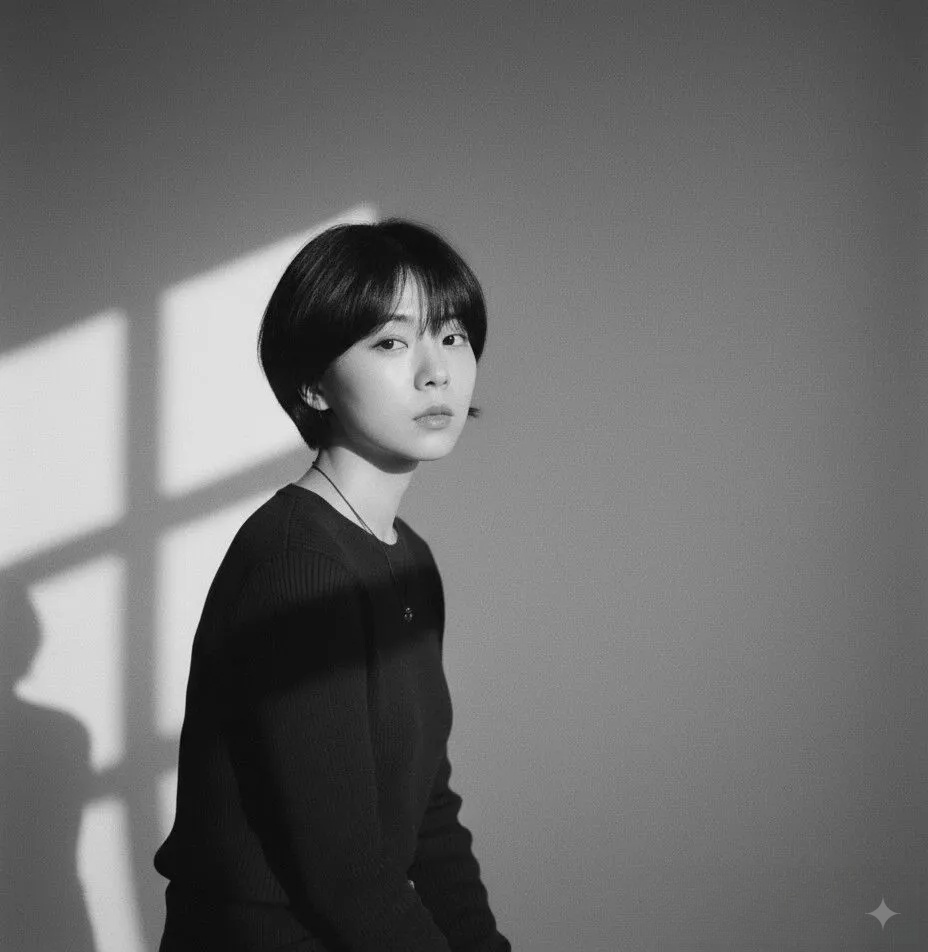 NanoBanana AI portrait with dramatic gobo lighting shadow effect