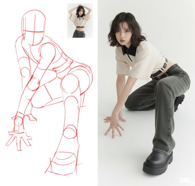 Make the model pose like the sketch